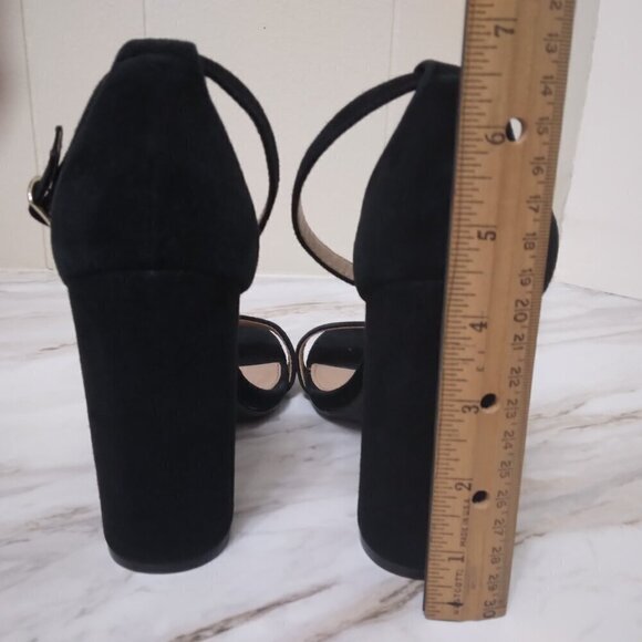 Steve Madden | Carrson Black Suede Block Heel Sandals | Size 9.5 - Picture 6 of 12